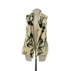Rory‎ Beca Cream & Black Bird Print Sweater Knit Vest Size Small